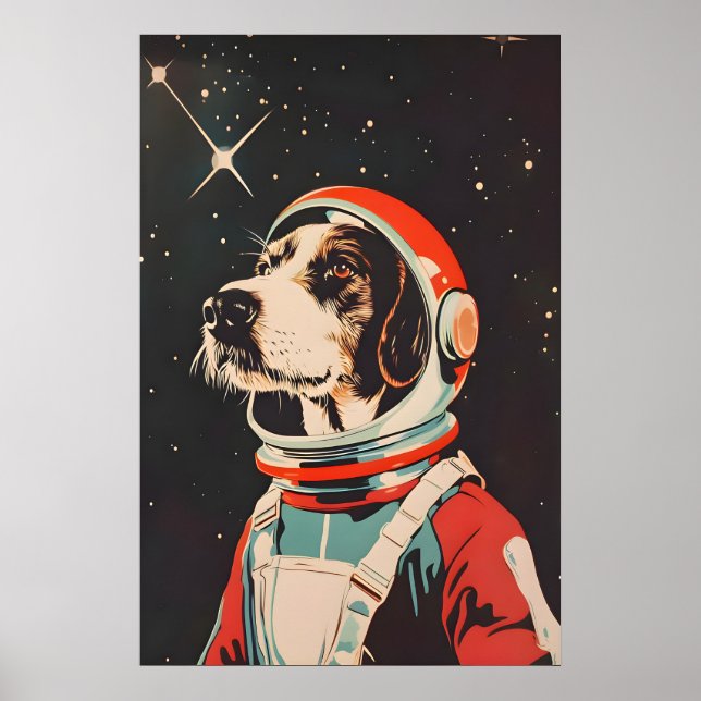 German Wirehaired Pointer Astronaut Poster, German Poster (Front)