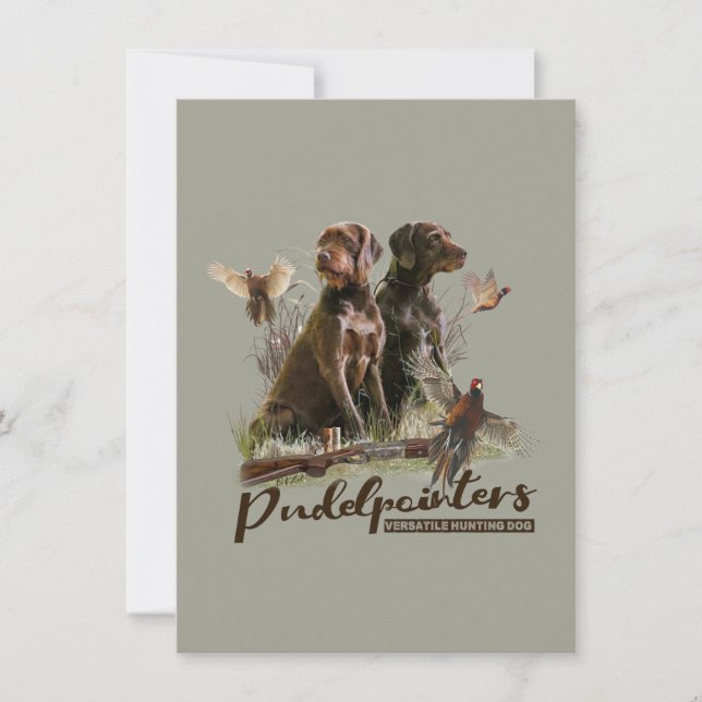 German Wirehaired Pointer, Boar Hunting    Card (Front)