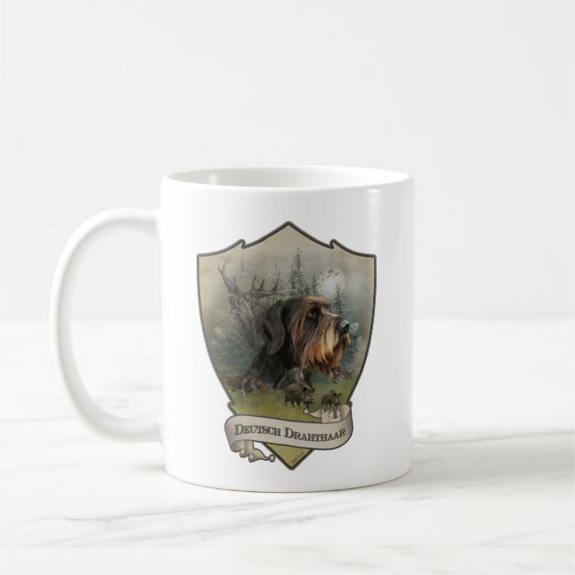 German Wirehaired Pointer, Boar Hunting  Coffee Mug (Left)