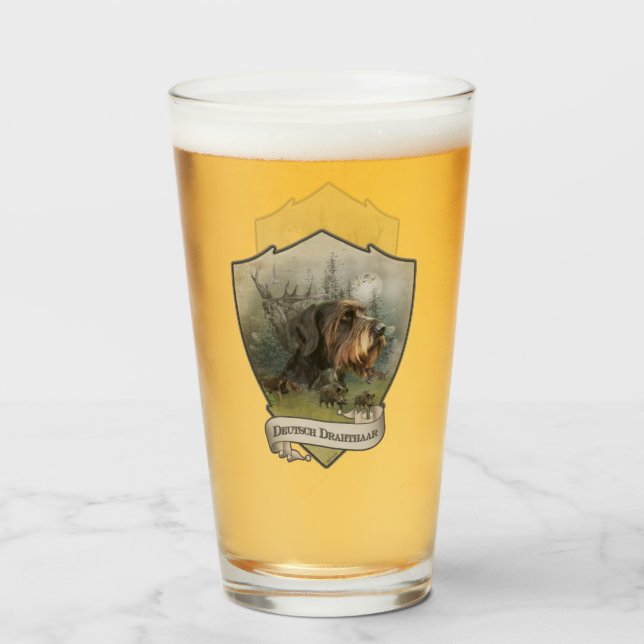 German Wirehaired Pointer, Boar Hunting    Glass (Front Filled)
