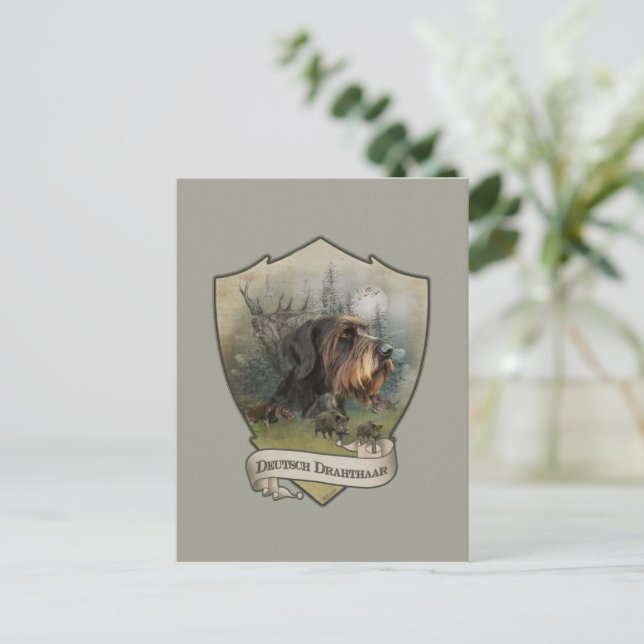 German Wirehaired Pointer, Boar Hunting   Postcard (Standing Front)
