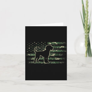 German Wirehaired Pointer Camouflage American Flag Card