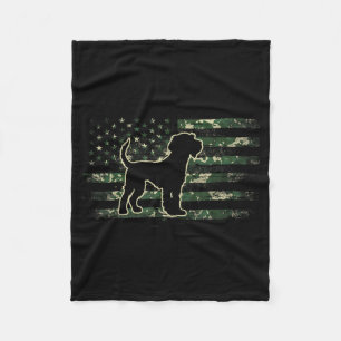 German Wirehaired Pointer Camouflage American Flag Fleece Blanket