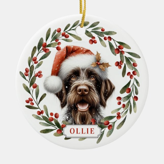 German Wirehaired Pointer Ceramic Circle Ornament (Front)