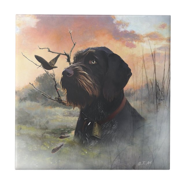 German Wirehaired Pointer Ceramic Tile (Front)