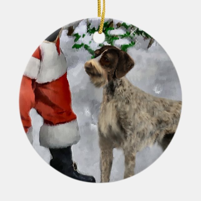 German Wirehaired Pointer Christmas Gifts Ceramic Tree Decoration (Front)