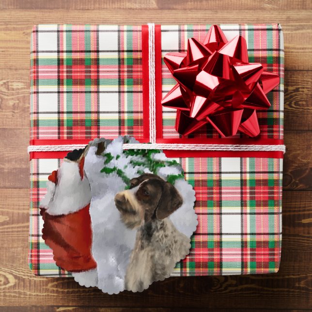 German Wirehaired Pointer Christmas Gifts Tree Decoration Card (Insitu (Gift))