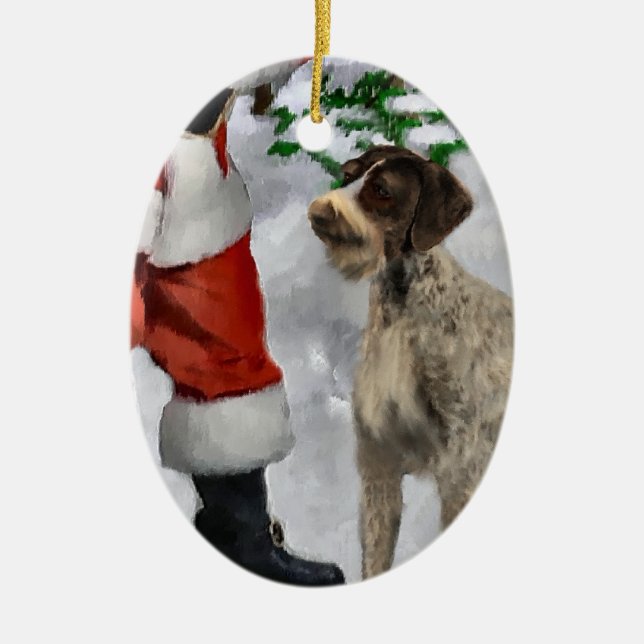 German Wirehaired Pointer Christmas Ornament (Front)
