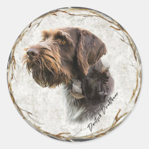 German Wirehaired Pointer       Classic Round Sticker