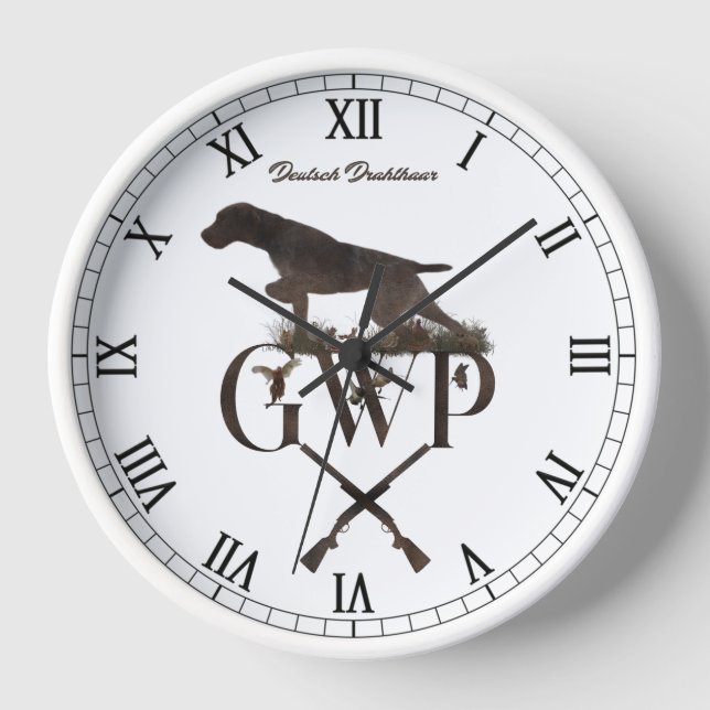  German Wirehaired Pointer Clock (Front)