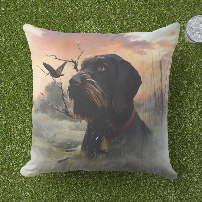 German Wirehaired Pointer Cushion (Grass)