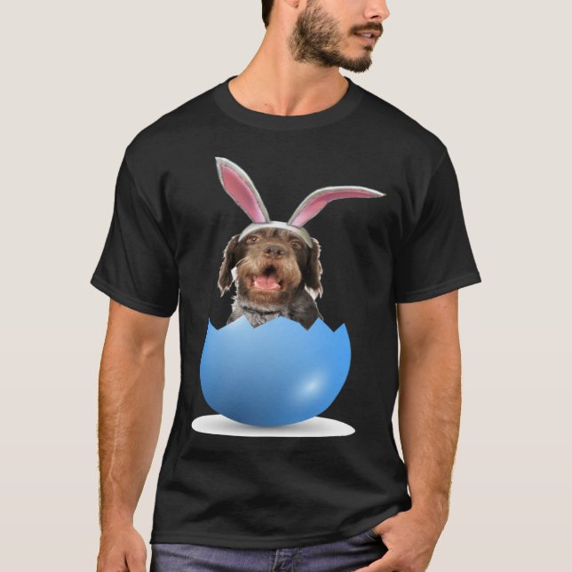 German Wirehaired Pointer Dog Easter Bunny Egg Hun T-Shirt (Front)