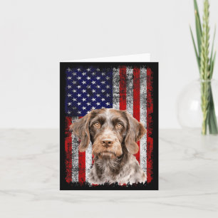 German Wirehaired Pointer Dog Lover US Flag 4th of Card