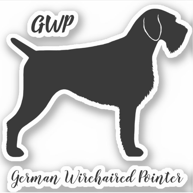 German Wirehaired Pointer Dog Silhouette Sticker (Front)