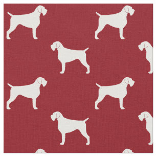 German Wirehaired Pointer Dog Silhouettes Red Fabric