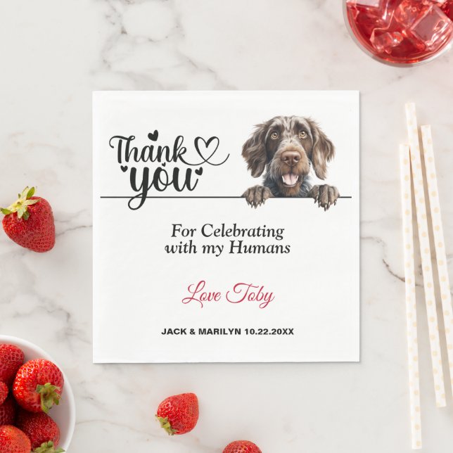 German Wirehaired Pointer Dog Wedding Reception Napkin (Insitu)