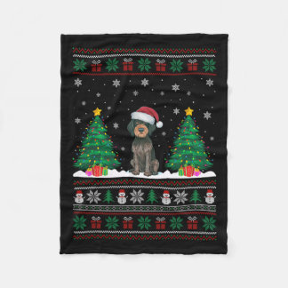 German Wirehaired Pointer Dog Xmas Tree Lights Ugl Fleece Blanket