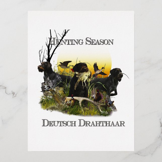  German Wirehaired Pointer     Foil Holiday Postcard (Front)