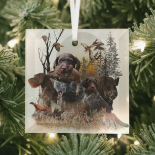 German Wirehaired Pointer  Glass Tree Decoration