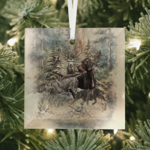German Wirehaired Pointer Glass Tree Decoration