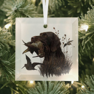 German Wirehaired Pointer   Glass Tree Decoration