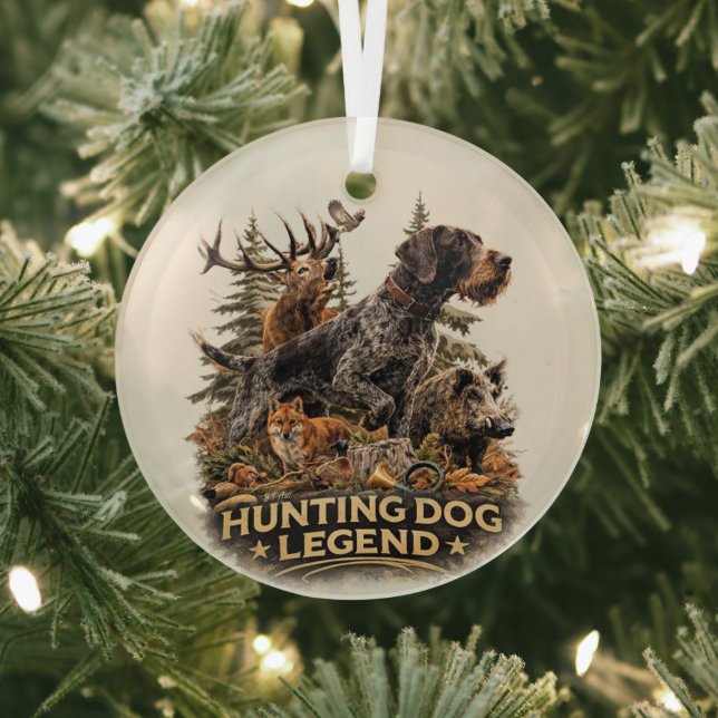 German Wirehaired Pointer Glass Tree Decoration (Insitu)