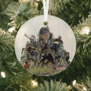 German Wirehaired Pointer Glass Tree Decoration