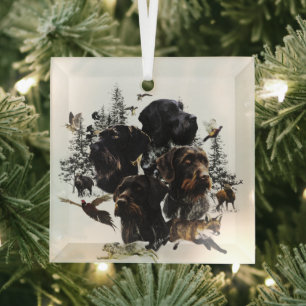 German Wirehaired Pointer   Glass Tree Decoration