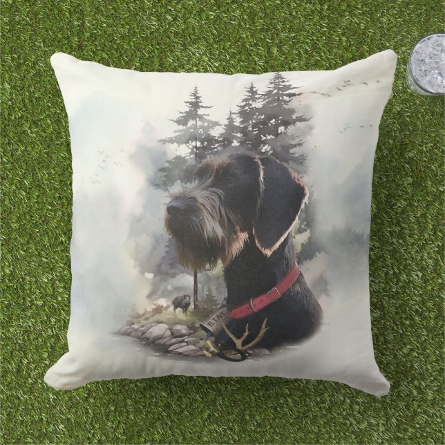 German Wirehaired Pointer, GWP Cushion (Grass)