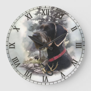 German Wirehaired Pointer, GWP Large Clock