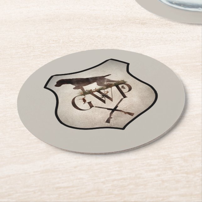 German Wirehaired Pointer ,GWP  T-Shirt Outdoor Pi Round Paper Coaster (Angled)
