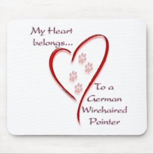 German Wirehaired Pointer Heart Belongs Mouse Pad