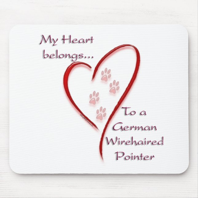 German Wirehaired Pointer Heart Belongs Mouse Pad (Front)