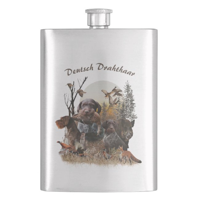  German Wirehaired Pointer Hip Flask (Front)
