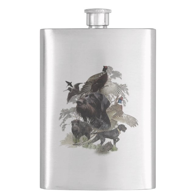 German Wirehaired Pointer   Hip Flask (Front)