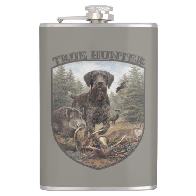 German Wirehaired Pointer Hip Flask (Front)