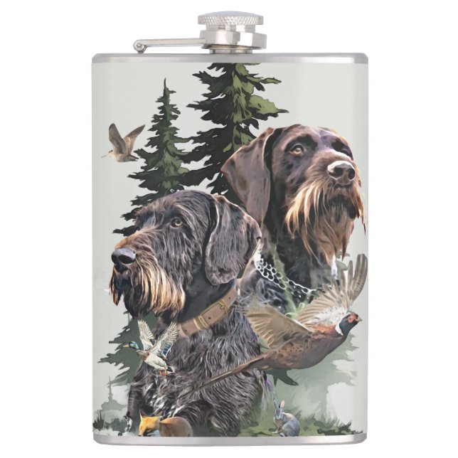 German Wirehaired Pointer Hip Flask (Front)