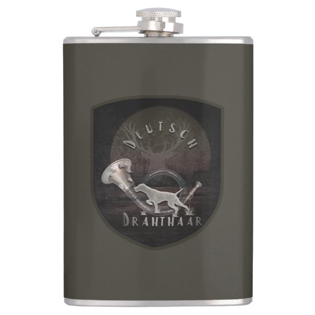 German Wirehaired Pointer Hip Flask (Front)