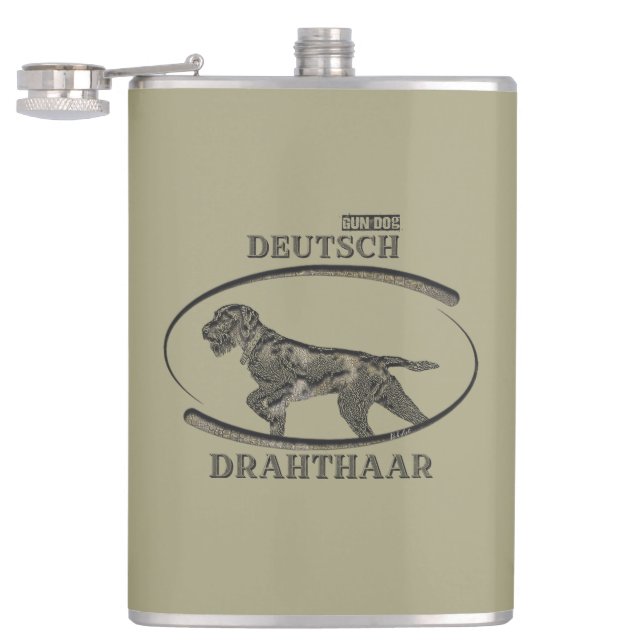 German Wirehaired Pointer Hip Flask (Opened)