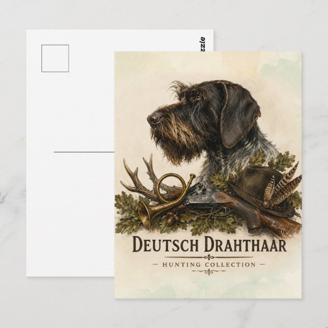 German Wirehaired Pointer – Hunting Collection Postcard (Front/Back)
