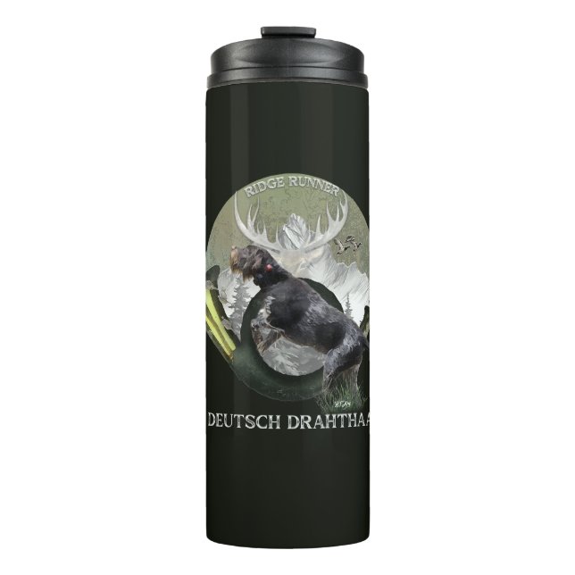 German Wirehaired Pointer , Hunting  logo  Thermal Tumbler (Front)