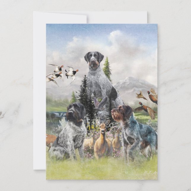 German Wirehaired Pointer   Invitation (Front)