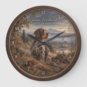 German Wirehaired Pointer Large Clock