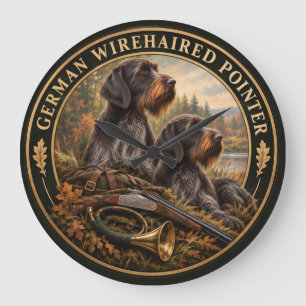 German Wirehaired Pointer Large Clock