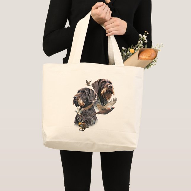 German Wirehaired Pointer Large Tote Bag (Front (Product))