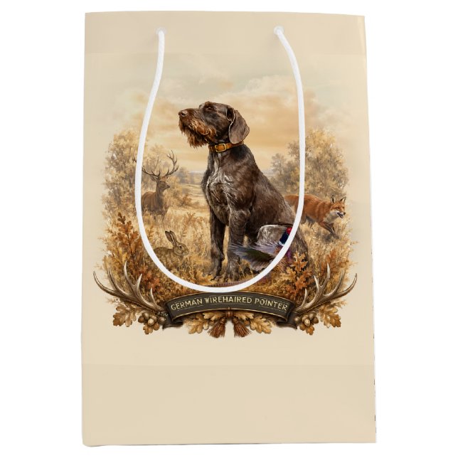 German Wirehaired Pointer Medium Gift Bag (Front)