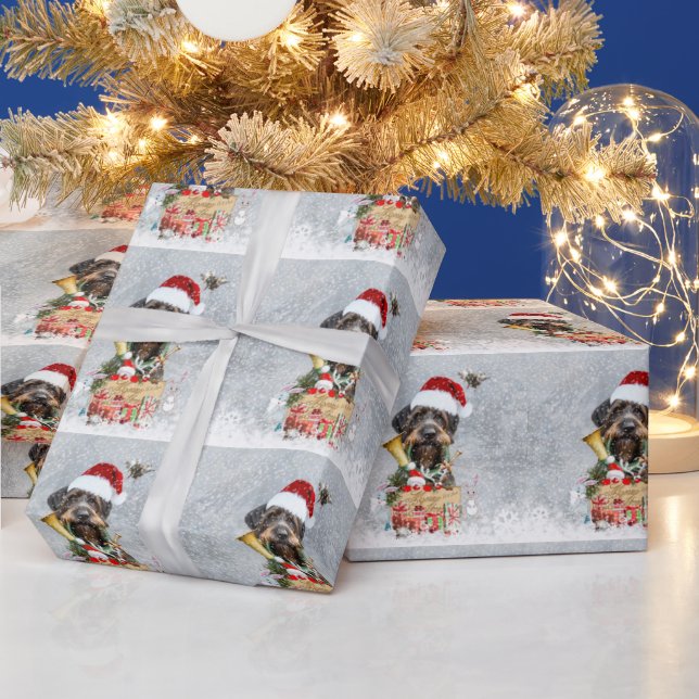 German Wirehaired Pointer  Merry Christmas! Wrapping Paper (Holidays)