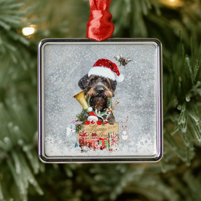 German Wirehaired Pointer Metal Ornament (Tree)