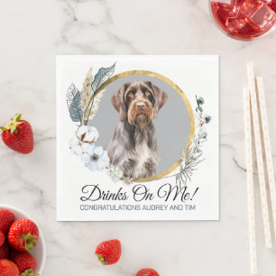 German Wirehaired Pointer Napkins with Dogs Photo