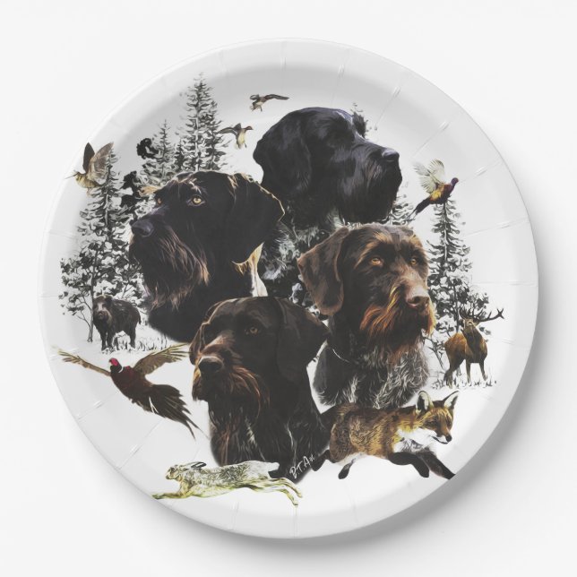  German Wirehaired Pointer     Paper Plate (Front)